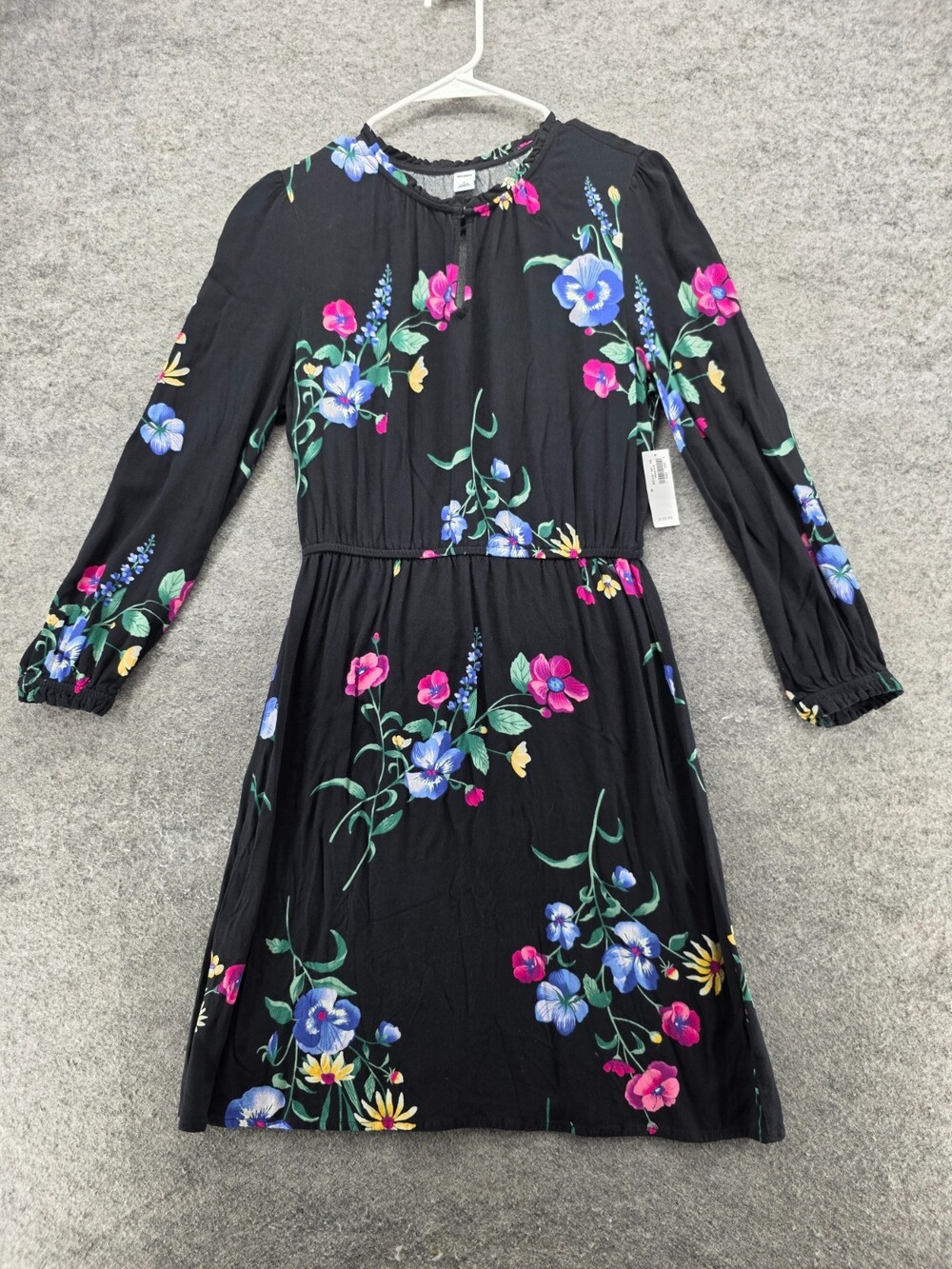 Old Navy Dress Womens Small Long Sleeve Black Floral